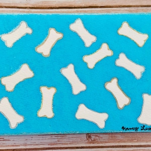 Personalized Dog Bone Watercolor Card: Hand-Painted Puppy Art