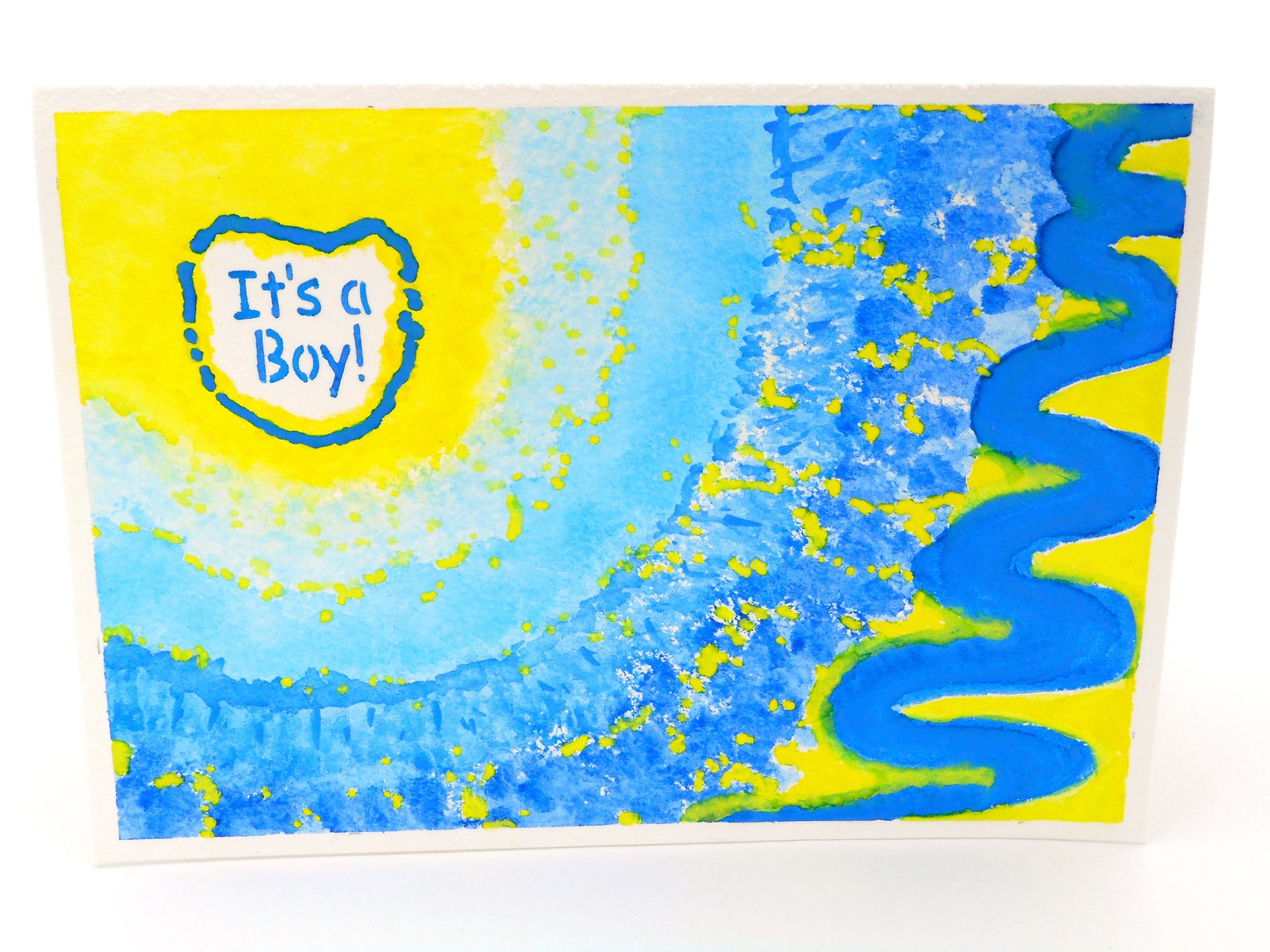 Hand Painted Watercolor Keepsake Art Card for Baby Boy Baby Etsy