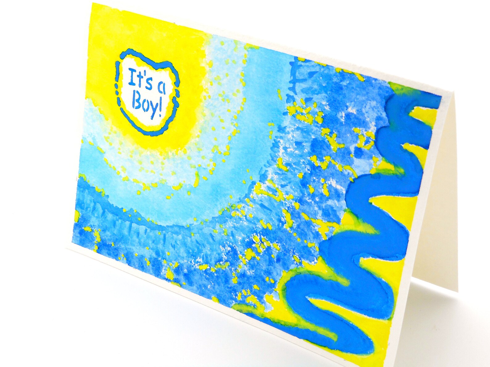 Hand Painted Watercolor Keepsake Art Card for Baby Boy Baby Etsy