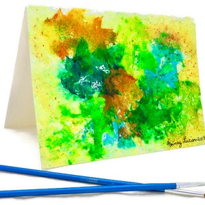 NH Oak Leaf Original Watercolor Art Card, Hand Painted Unique Multi-Colored Foliage Art Card, One of a Kind Art Card image 6