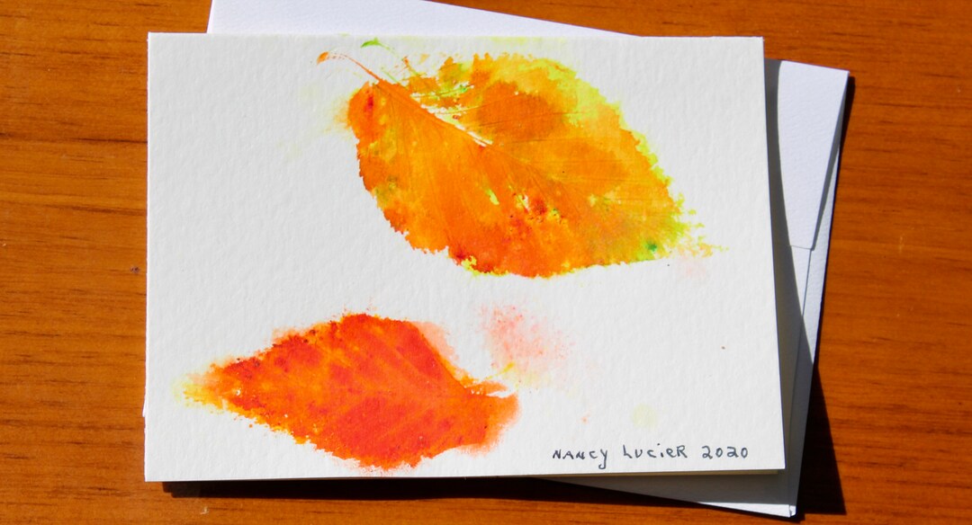 Handmade Autumn Leaf Watercolor Note Card: Beech Tree Art - Etsy