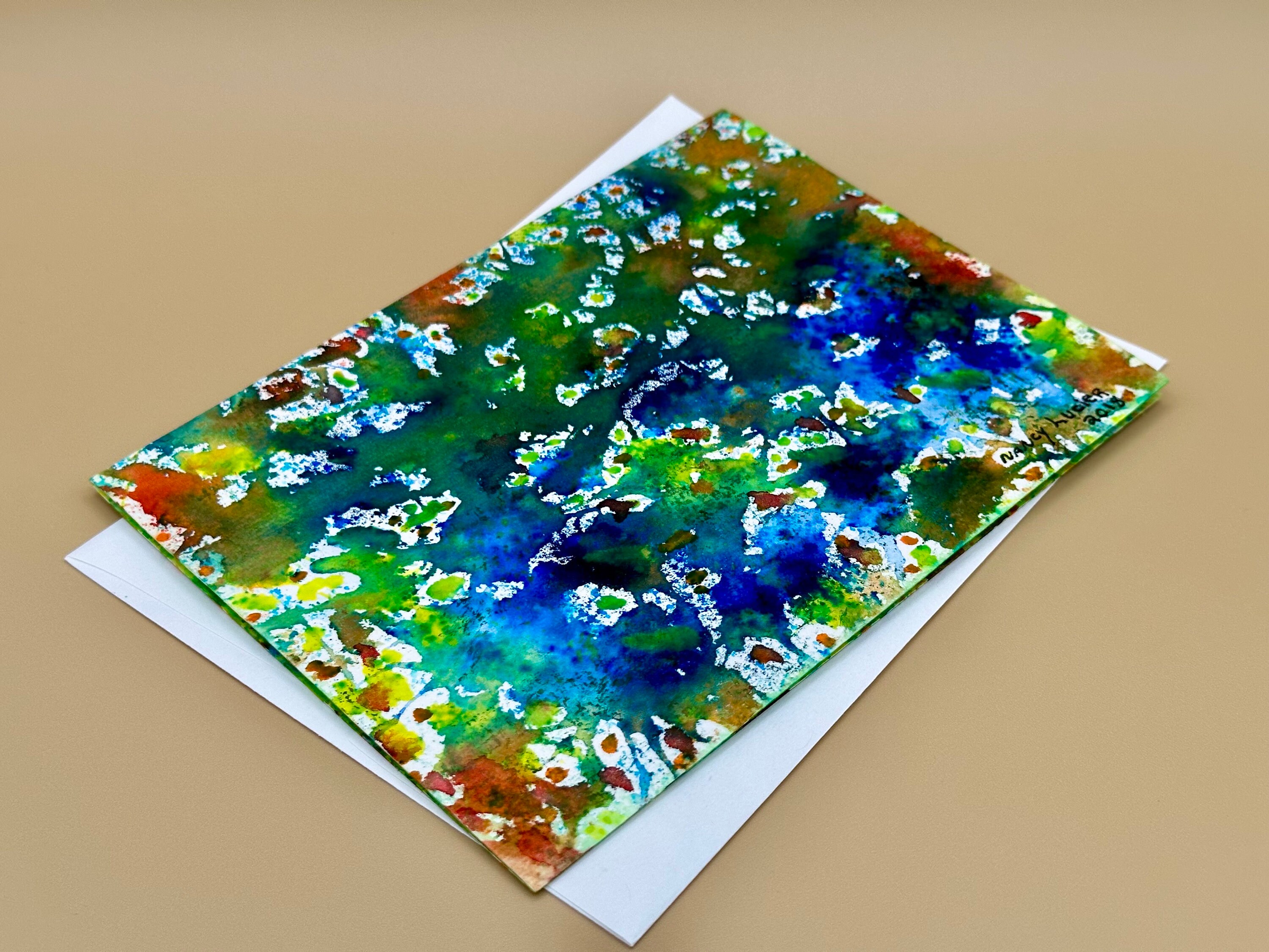 Unique CARD Gift Color Splash Celebration Original Watercolor Art Hand ...