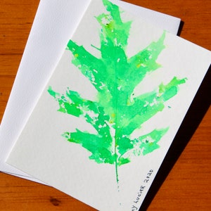 Watercolor Oak Leaf Note Card: Handmade Autumn Stationery