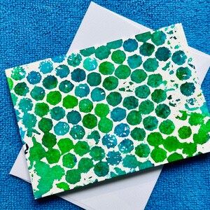 Green &amp; Blue Dots of Fun Watercolor Art Card, Retro/ Modern Table Top ...