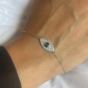 925 Sterling Silver Evil Eye Bracelet, 18k, Gold diamond Evil Eye Charm Bracelet, Nazar Bracelet, Gift for Her, Gift for Woman