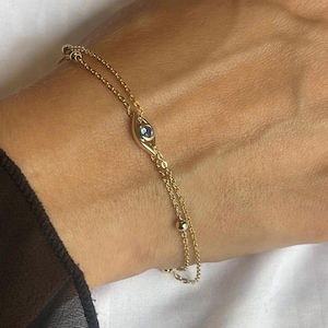 925 Sterling Silver Evil Eye Bracelet, 18k, gold Evil Eye Charm Bracelet, Nazar Bracelet, Gift for Her, Gift for Woman