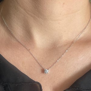 Waterproof-Dainty Gold Sterling Silver diamond necklace,Floating Diamond Solitaire Necklace, Minimalist Jewelry, Bridesmaid Necklace
