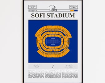 SoFi Stadium Print, Los Angeles Rams Poster, American Football Print, Sports Poster Print, Minimalist American Football Wall Art Gift
