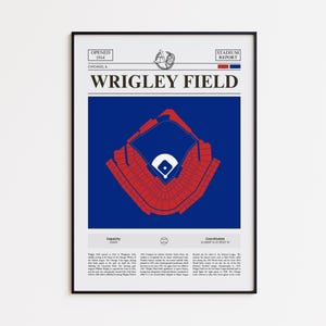 Chicago Cubs Poster, Wrigley Field Stadium Print, Baseball Poster, Sports Poster Print, Minimalist Baseball Wall Art, Baseball gift