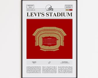 Levi's Stadium Print, San Francisco 49ers Poster, American Football Print, Sports Poster Print, Minimalist American Football Wall Art Gift