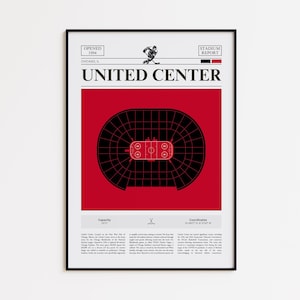 Chicago Blackhawks Poster, United Center Stadium Print, Hockey Poster, Sports Poster Print, Minimalist Hockey Wall Art, Hockey gift