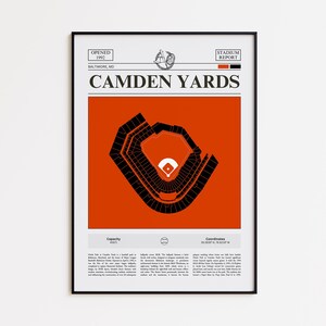 Baltimore Orioles Poster, Oriole Park at Camden Yards Stadium Print, Baseball Poster, Sports Poster Print, Minimalist Baseball Wall Art gift