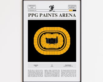Pittsburgh Penguins Poster, PPG Paints Arena Stadium Print, Hockey Poster, Sports Poster Print, Minimalist Hockey Wall Art, Hockey gift
