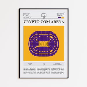 Los Angeles Lakers Poster, Crypto.com Arena Stadium Print, Basketball Poster, Sports Poster Print, Minimalist Basketball Fan Gift Wall Art