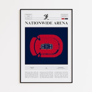Columbus Blue Jackets Poster, Nationwide Arena Stadium Print, Hockey Poster, Sports Poster Print, Minimalist Hockey Wall Art, Hockey gift