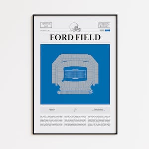 Ford Field Print, Detroit Lions Stadium Poster, American Football Print, Sports Poster Print, Minimalist American Football Wall Art