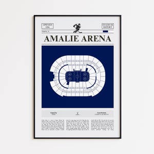 Tampa Bay Lightning Poster, Amalie Arena Stadium Print, Hockey Poster, Sports Poster Print, Minimalist Hockey Wall Art, Hockey gift