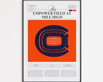 Empower Field at Mile High Print, Denver Broncos Poster, American Football Print, Sports Poster Print, Minimal American Football Wall Art