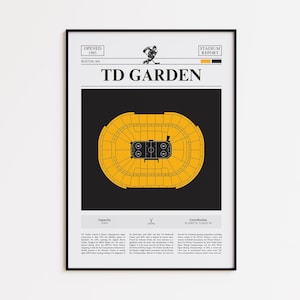 Boston Bruins Poster, TD Garden Stadium Print, Hockey Poster, Sports Poster Print, Minimalist Hockey Wall Art, Hockey gift