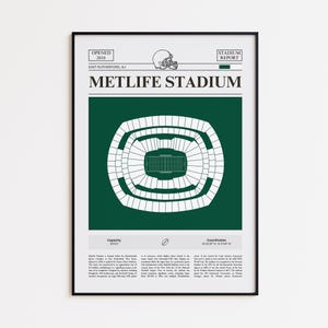 MetLife Stadium Print, New York Jets Poster, American Football Print, Sports Poster Print, Minimalist American Football Wall Art Gift