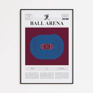 Colorado Avalanche Poster, Ball Arena Stadium Print, Hockey Poster, Sports Poster Print, Minimalist Hockey Wall Art, Hockey gift