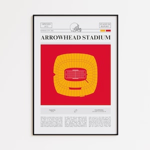 Arrowhead Stadium Print, Kansas City Chiefs Poster, American Football Print, Sports Poster Print, Minimalist American Football Wall Art