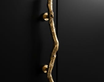 Handmade Solid Brass Twig Handle: Artistic Door Pull