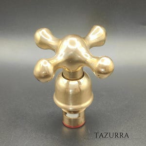 Vintage Brass Cross Faucet Handle: Antique Style Replacement Knob