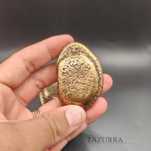 Handmade Solid Brass Stone-Shaped Cabinet Knobs – Organic Textured Design ( set of 2 )