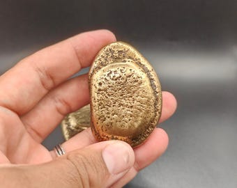 Handmade Solid Brass Stone-Shaped Cabinet Knobs – Organic Textured Design ( set of 2 )