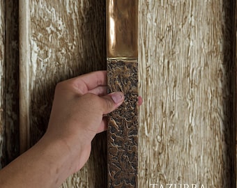 Handmade Solid Brass Door Handle: Rustic Antique Cabinet Pull