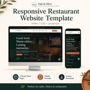 Restaurant Website Template HTML CSS JS | Responsive Cafe Bistro Website | Editable Small Business Website