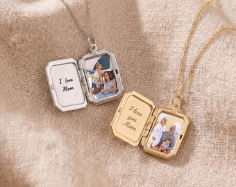 Custom Locket Necklace with Birthstone, Personalized Picture Necklace, Memorial Jewelry, Anniversary Gift,Birthday Gift,Gifts for Gradma