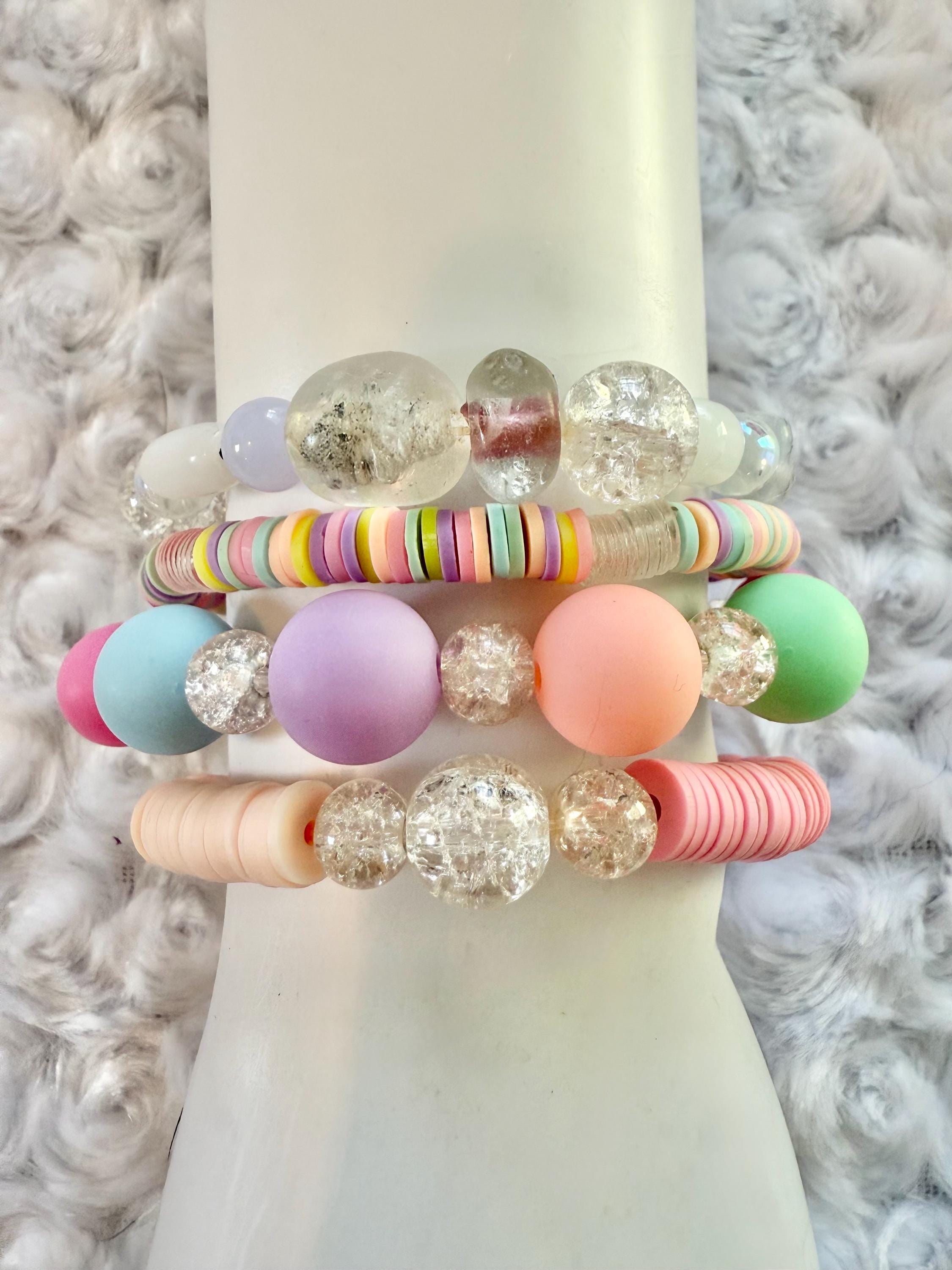 カラフルなパステルビーズブレスレットセット - Etsy 日本