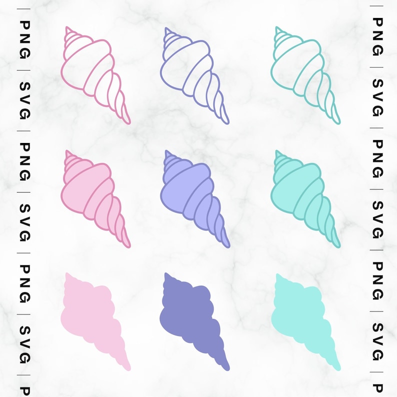 Seashell SVG Bundle, Seashell Outline, Solid Seashell, Cute Pastel ...