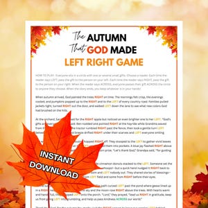 The Autumn That God Made Left Right Game, Fall Printable for Church Kids Teens Adults, Sunday School Ministry Family Bible Group Activity
