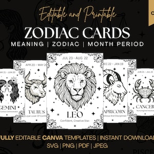 Zodiac Cards SVG, Zodiac Cards Bundle, Tarot Cards Svg, Zodiac Svg, Astrology Svg, Tarot Card Svg, Horoscope Svg, Zodiac Signs Png, Tarot