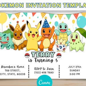 Pokemone Birthday Boy Invitation | Pokemone Birthday Invitation | Printable Birthday Party Invitations | Digital Kids Party Invite