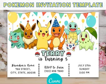 Pokemone Birthday Boy Invitation | Pokemone Birthday Invitation | Printable Birthday Party Invitations | Digital Kids Party Invite