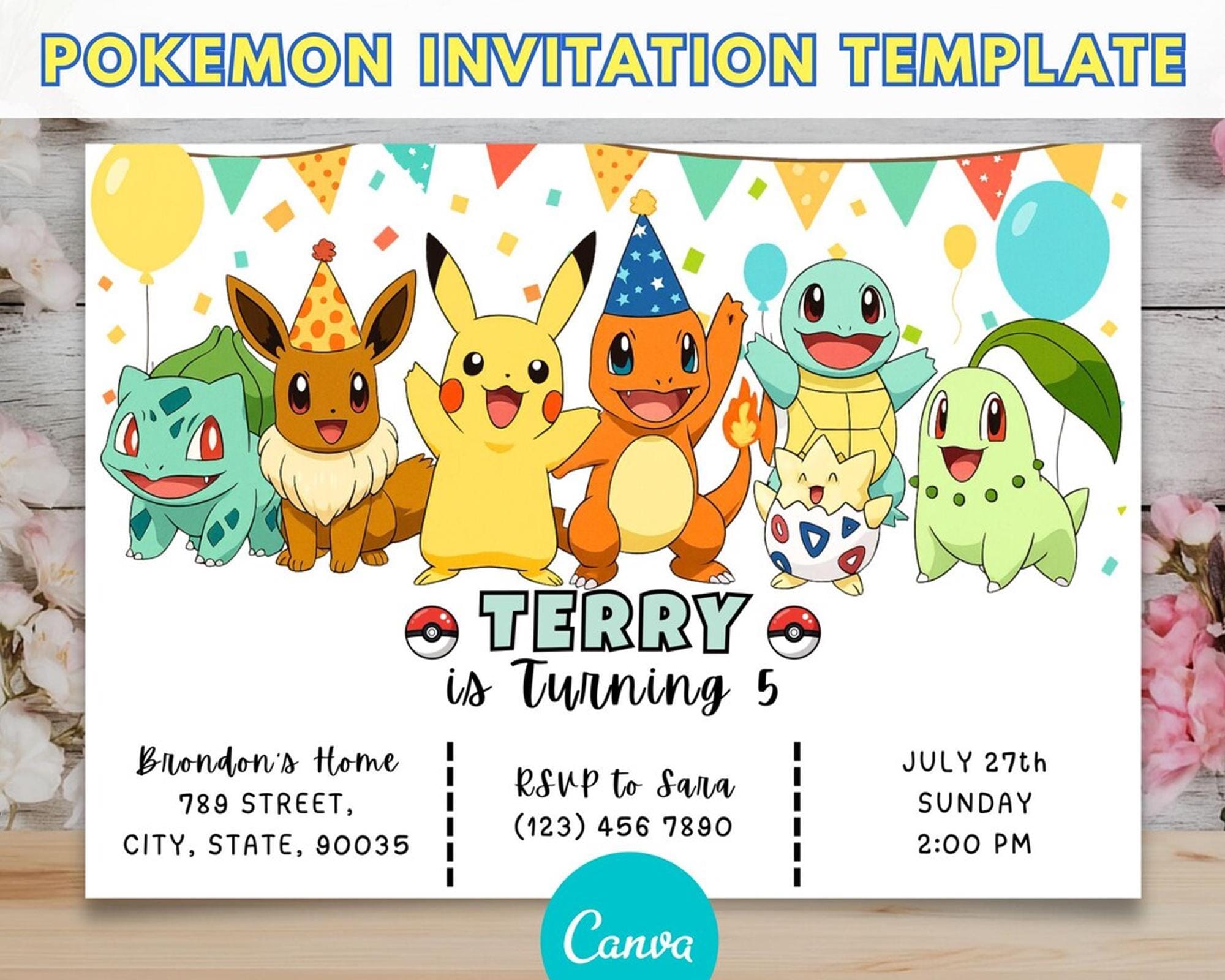 Pokemone Birthday Invitation - Etsy Pokemone Birthday Invitation - Etsy
