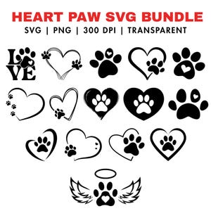 Heart Paw svg Bundle, Paw Print svg Bundle, Dog Paw svg, Custome Heart Paw svg, Dog Paw Cut File For Cricut svg, Paw svg, Digital Download