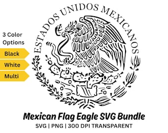 Mexican Flag Eagle SVG Bundle: Patriotic Clipart (Digital Download