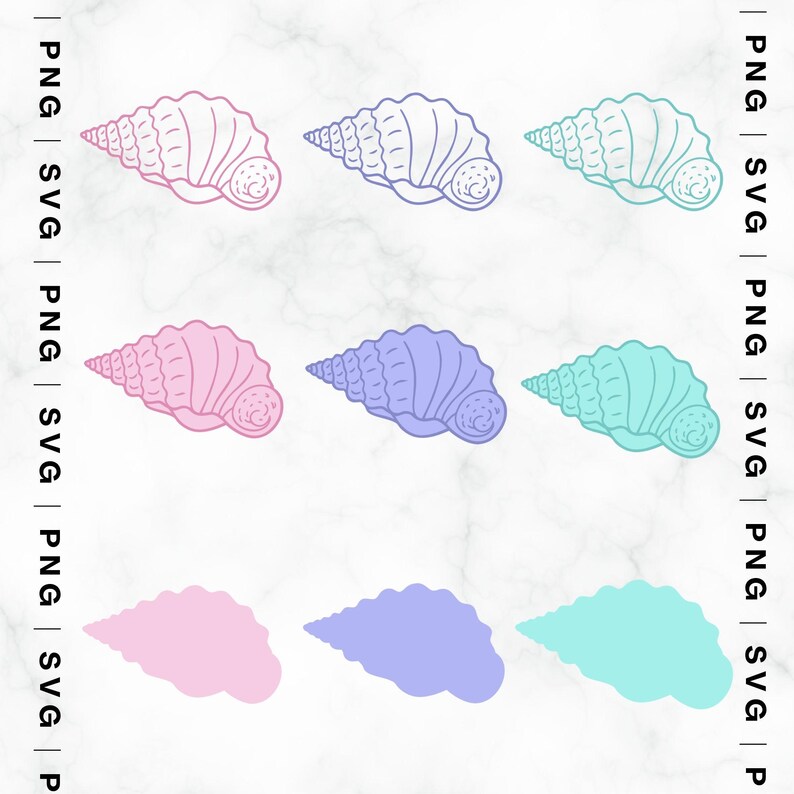 Seashell SVG Bundle, Seashell Outline, Solid Seashell, Cute Pastel ...