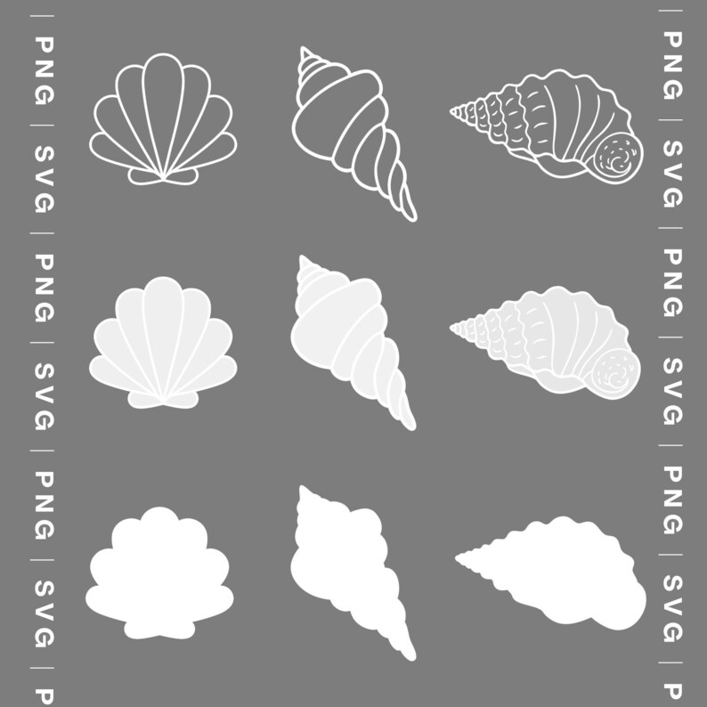 Seashell SVG Bundle, Seashell Outline, Solid Seashell, Cute Pastel ...