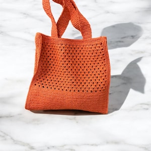 Orange Raffia Tote – Handmade Crochet Bag – Colorful Summer Purse