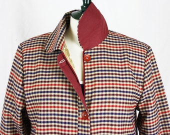 SALE Checked Wool Fabric, Jacket, 50s style, gold lining! Small.