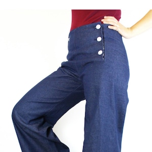 Authentic Sailor Pants, denim, High waist, stretch. Ready to ship!