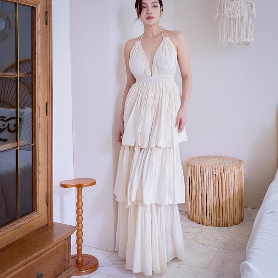 flowing halter dress Luna Open Back Halter Maxi Dress - Orange Tie dye dress For Sale - Dress for vacation| Long Dress