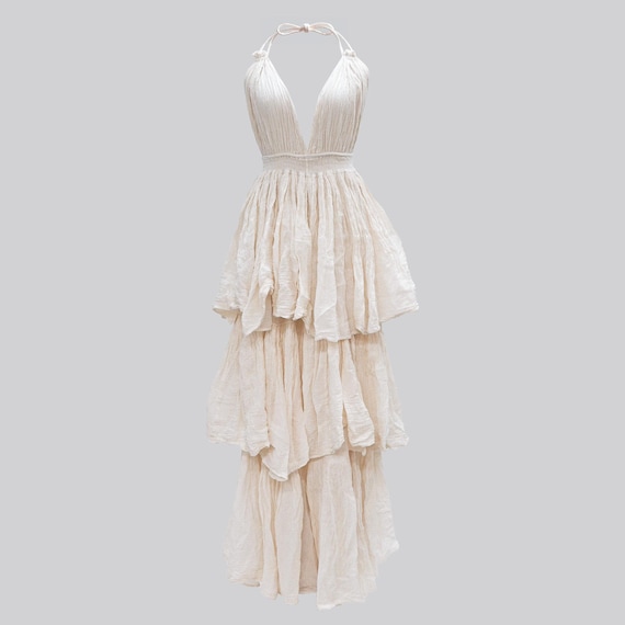 Flowing Halter Tiered Dress