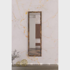 Solid Wood Walnut Wall Mirror: Modern Scandinavian Style (131 cm × 41 cm)